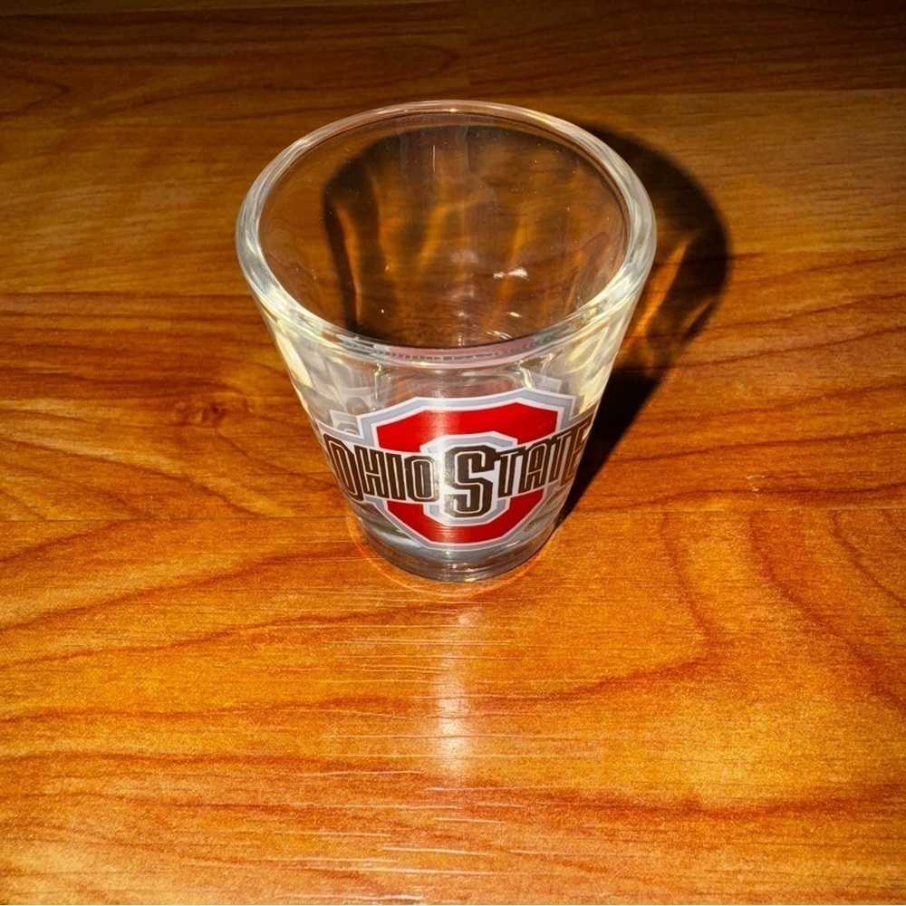 Vtg Ohio State Buckeyes Shot Glass School Colors Barware Mancave Rare Version